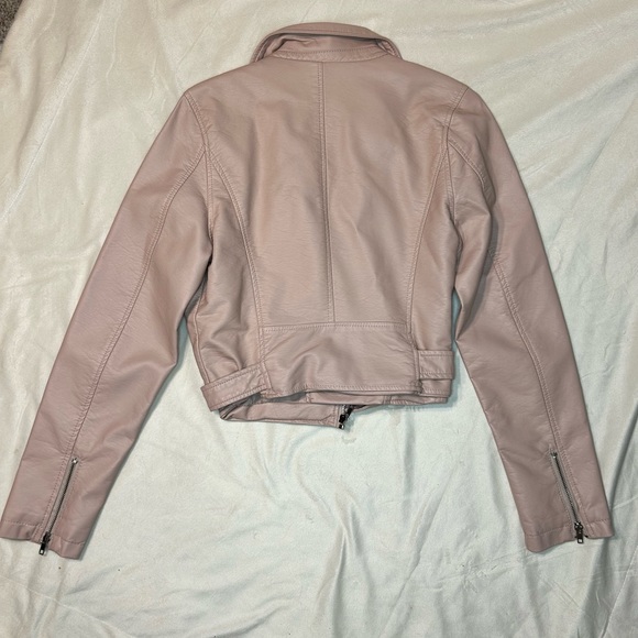 Blush Leather Jacket with Belt - Picture 2 of 4